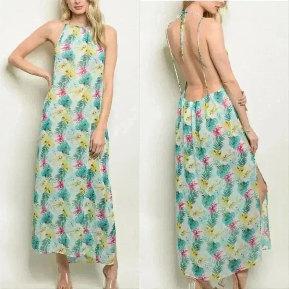 SHEER FLORAL MAXI DRESS